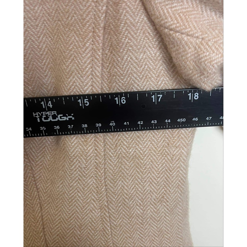 Talbots Womens Tan Herringbone Wool Blend Blazer Gold Button Jacket Size 8 - Picture 8 of 10